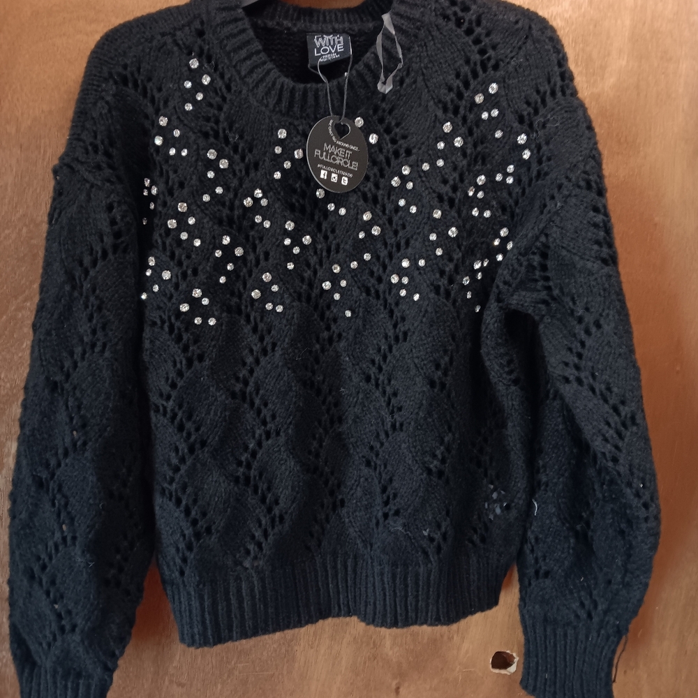 FCT WITH LOVE Black Knit Sweater with Sequins